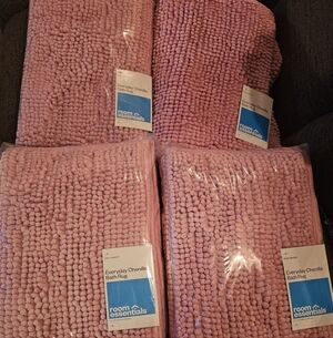 Room Essentials Pink Chenille Bath Rug Collection. 4 Sets Of 2 In Each.